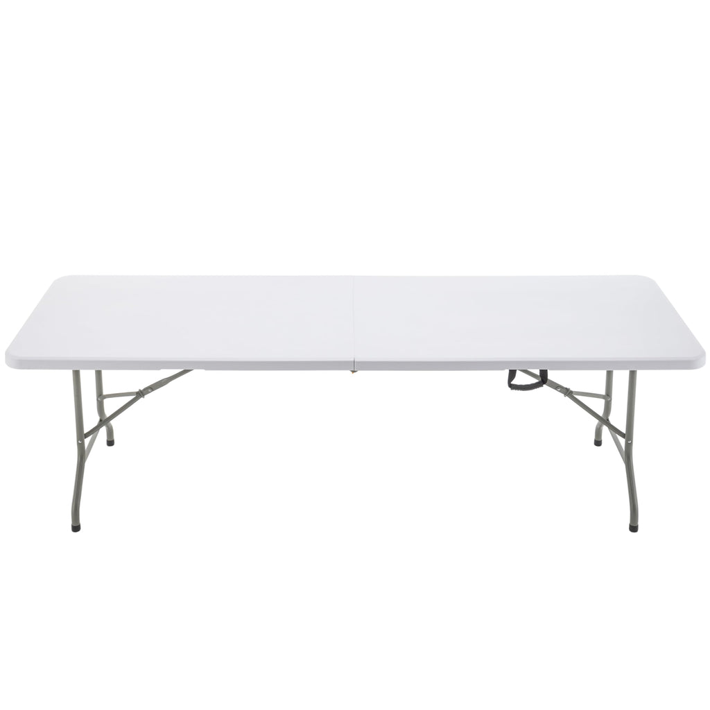 BTEXPERT Set of 5, 8-Foot - 96" Long White Plastic Folding Table Portable 30" Wide, 29" High, Indoor Outdoor Events Banquet Dining Party Patio
