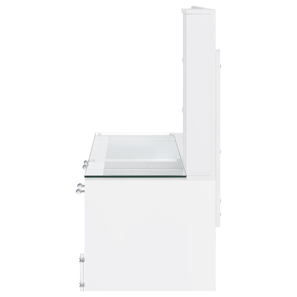 Coaster Home Furnishings Flora 2-Drawer Vanity Set with Led Mirror White High Gloss
