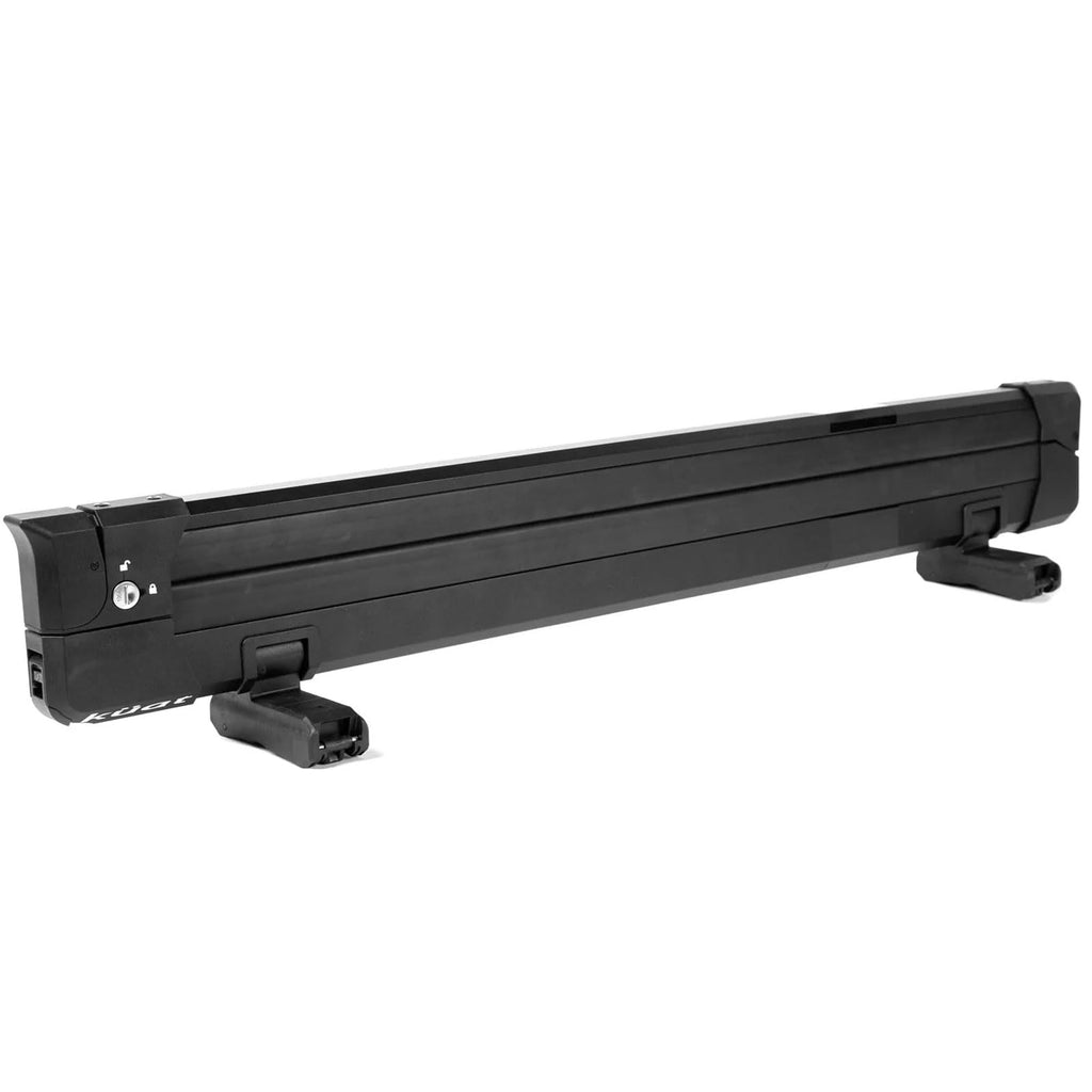 KUAT Switch Sturdy Universal Car Rooftop Crossbars Mounted Winter Sports Gear Clamshell Flip Down Quick Release Ski and Snowboarding Rack with Integrated Locks, Black, Switch 6-6 Skis