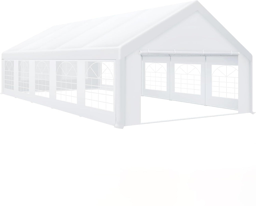 COBIZI 16x32FT Party Tent Heavy Duty White Event Shelter Outdoor Wedding Gazebo Canopy for Parties Carport BBQ Commercial with Removable Sidewall Windows, Powder Coating (Better Than Galvanized)