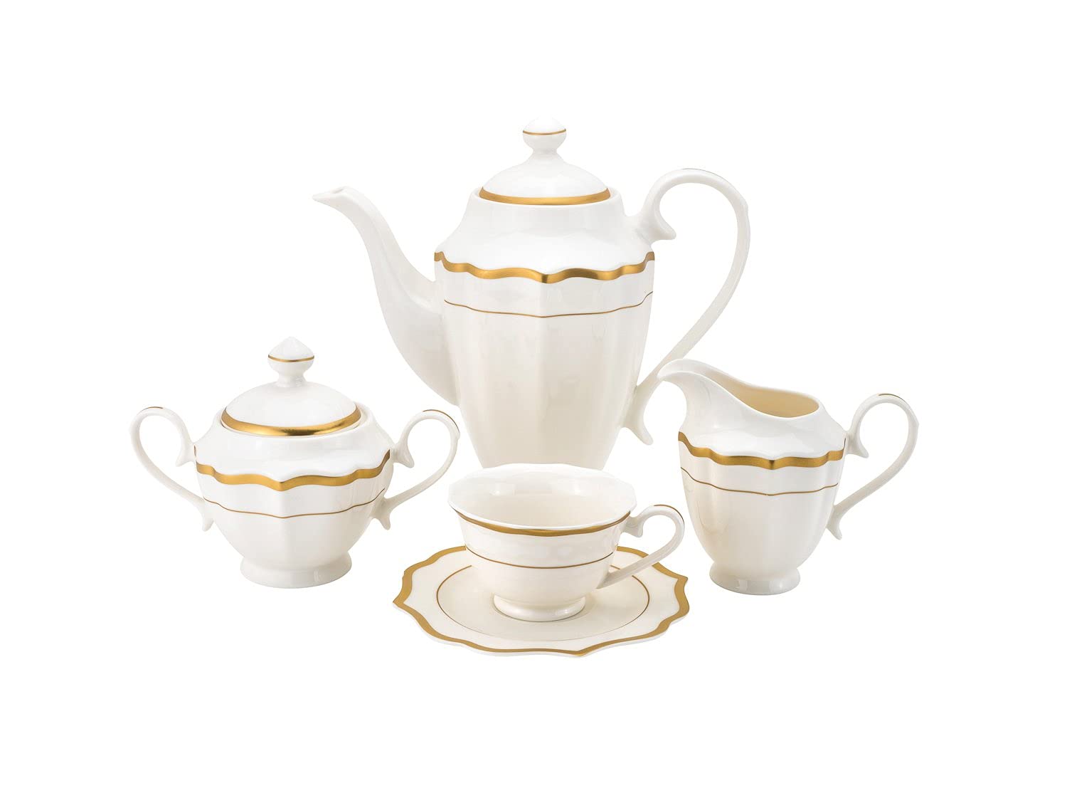 Euro Porcelain 57-pc Banquet Dinnerware Set, Luxury Bone China Tableware, Service for 8 (2MP) (6664-20)