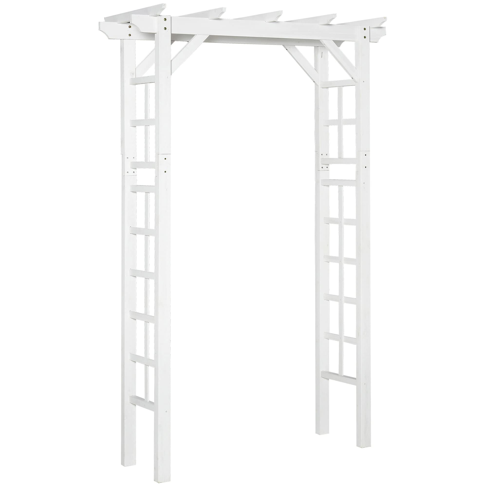 85" White Wooden Garden Arch with Trellis, Outdoor Arbor for Climbing Vines, Heavy Duty Wood Frame Trellis for Roses, Wisteria, Cucumbers, Backyard Patio Decor