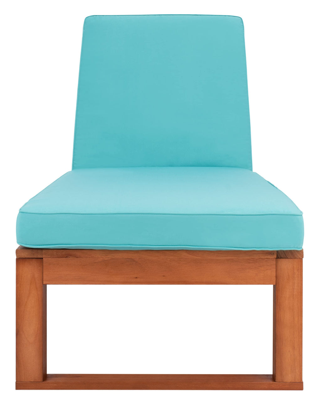 SAFAVIEH Outdoor - Solano Chaise Lounge Chair - Brown & Aqua - Solid Wood with Cushion - Adjustable Backrest Design - Ideal for Patio, Deck, Poolside, Backyard, 81"W x 31.5"D x 12"H (PAT7024Q)