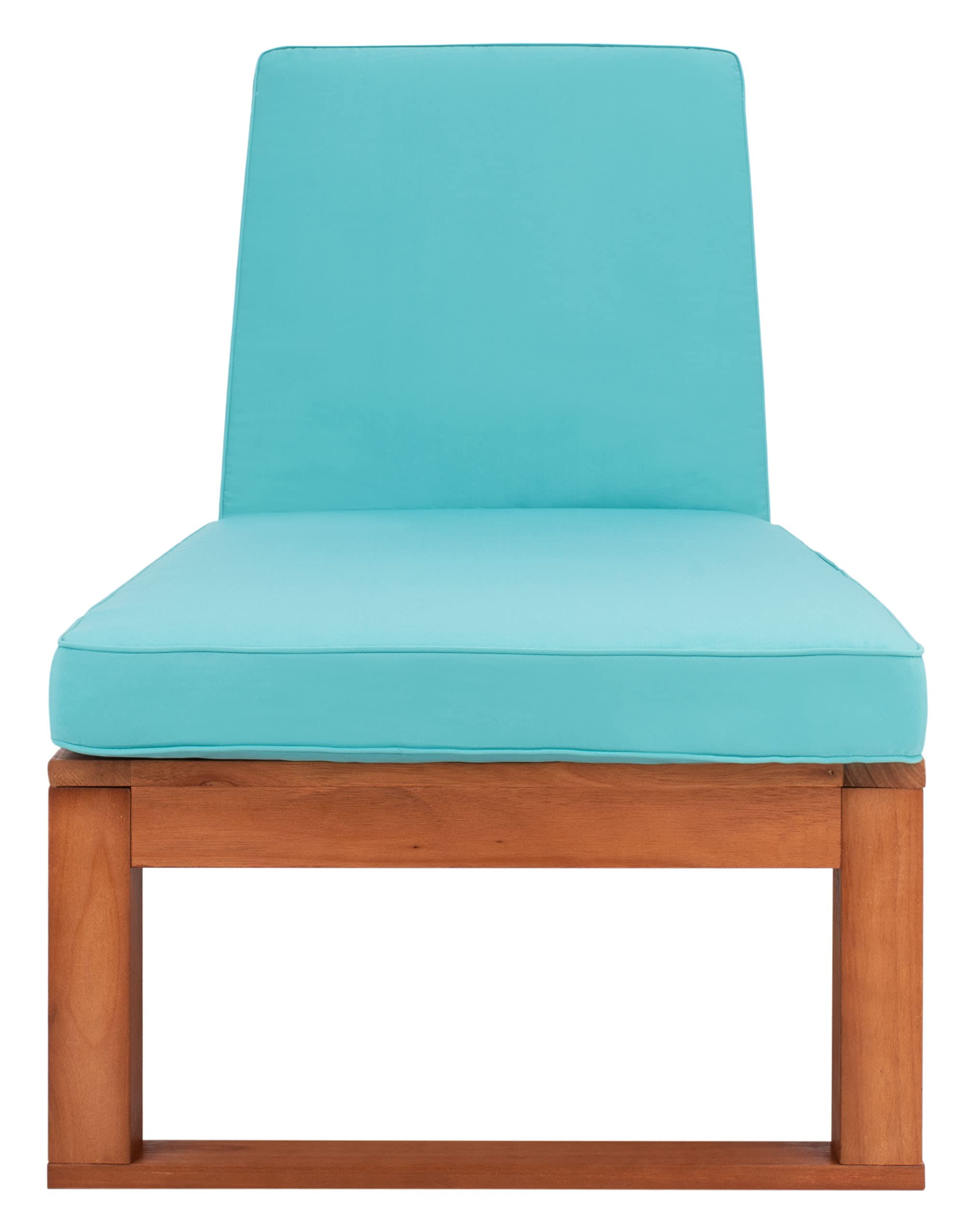 SAFAVIEH Outdoor - Solano Chaise Lounge Chair - Brown & Aqua - Solid Wood with Cushion - Adjustable Backrest Design - Ideal for Patio, Deck, Poolside, Backyard, 81"W x 31.5"D x 12"H (PAT7024Q)