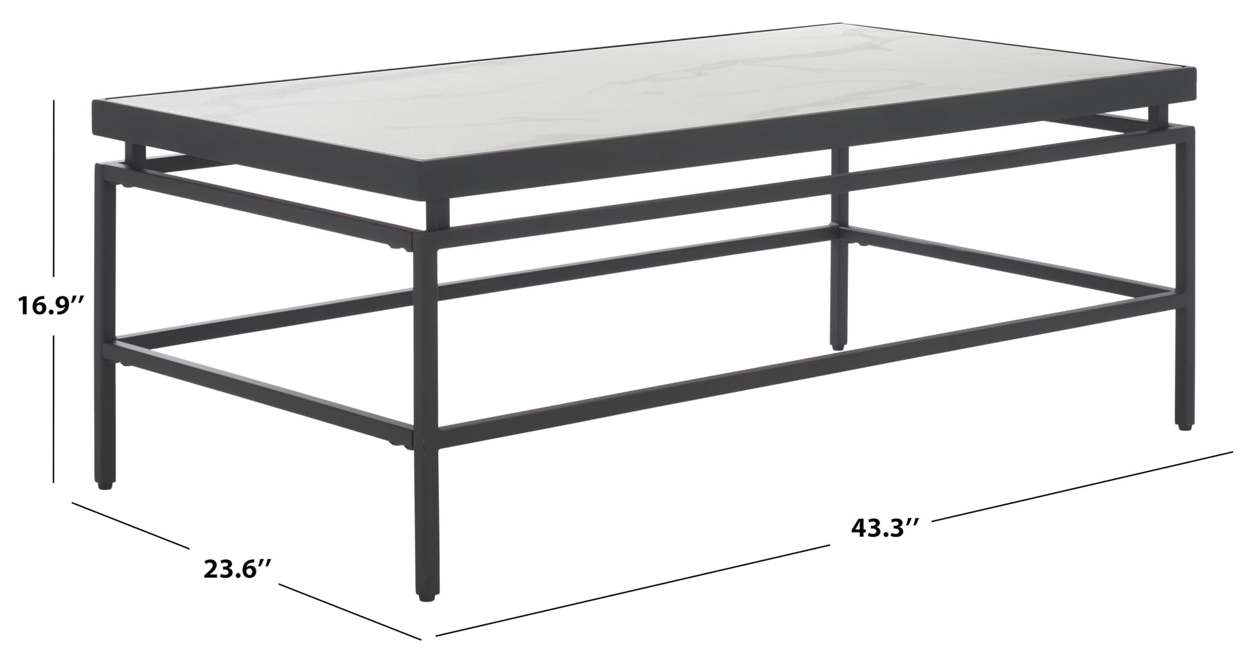 SAFAVIEH Home Collection - Acelin White Faux Marble Top & Black Metal Base Rectangular Coffee Table (COF7017A)