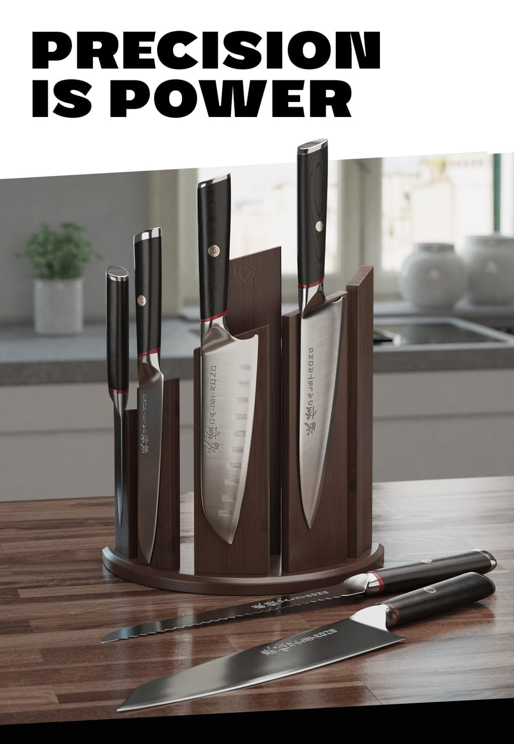Dalstrong Knife Block Set -6pc- Magnetic Knife Stand-Phantom Series-Japanese High-Carbon AUS8 Steel-Knife Kitchen Set-Pakkawood Handle-Men's Valentines Gift