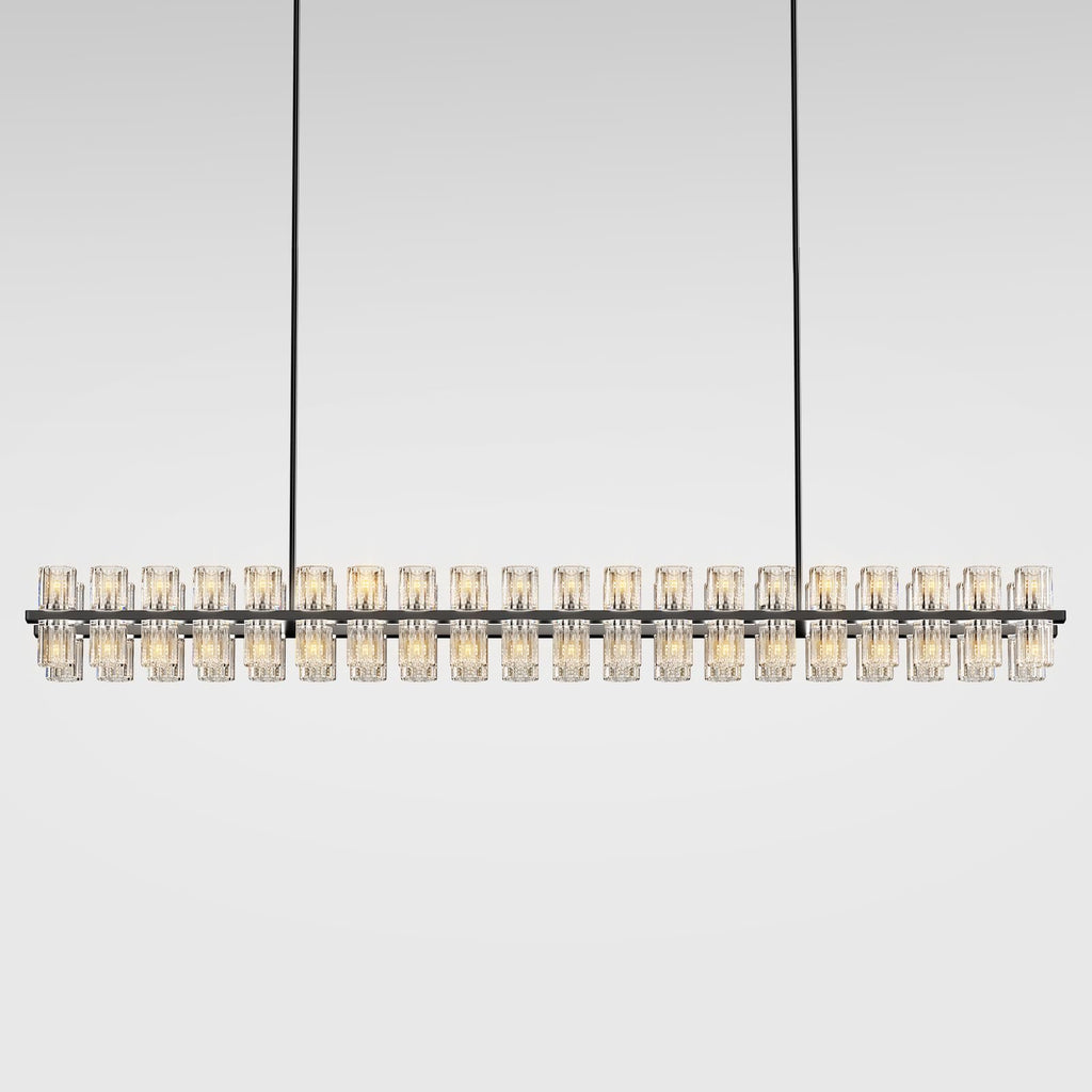 Plsintly Crystal Black Rectangular Chandelier Light Fixture,72 in Large Dining Room Chandelier Over Table,Modern Chandeliers for Living Room,Arcachon Chandeliers,Kitchen Island,Includes 80xG4 Bulbs