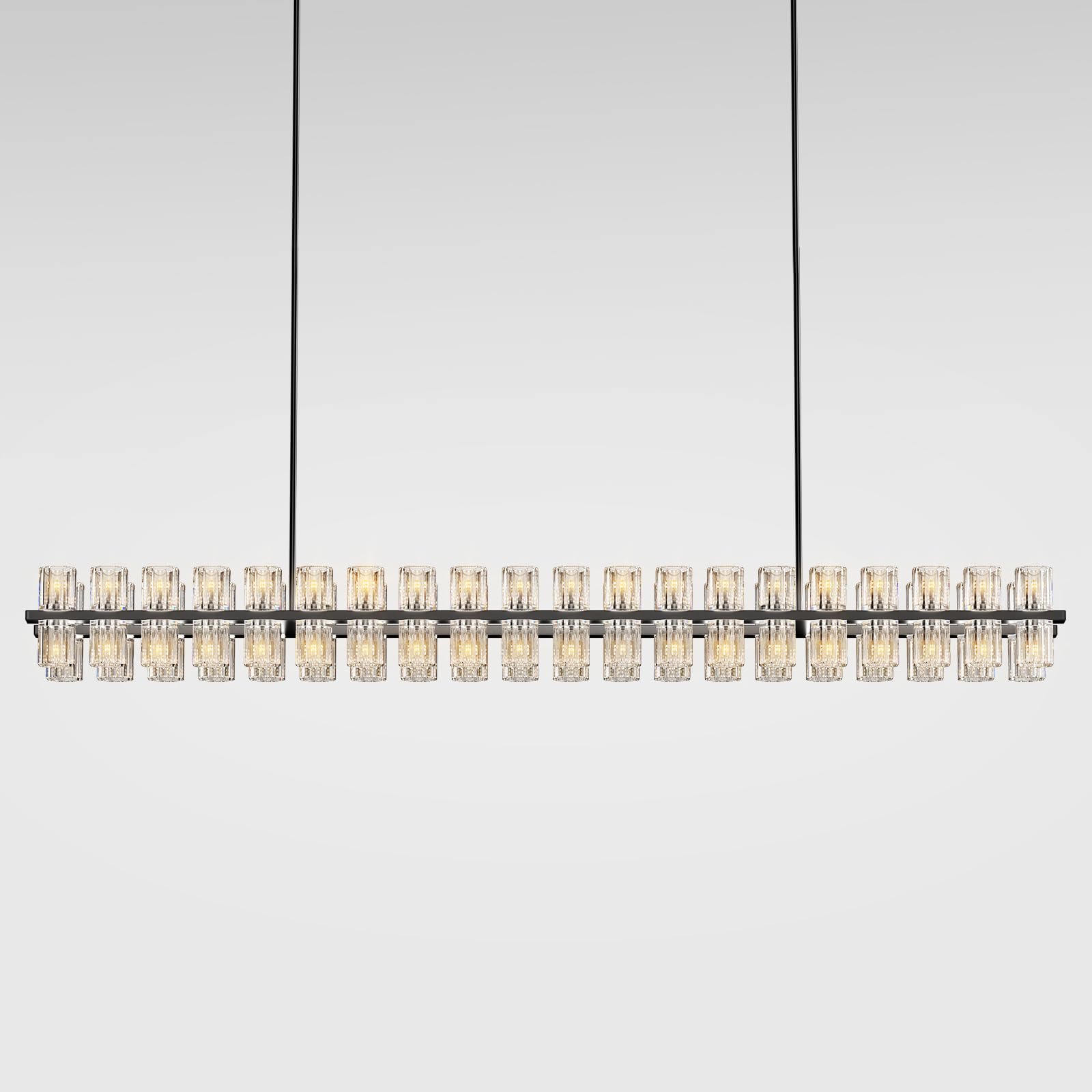 Plsintly Crystal Black Rectangular Chandelier Light Fixture,72 in Large Dining Room Chandelier Over Table,Modern Chandeliers for Living Room,Arcachon Chandeliers,Kitchen Island,Includes 80xG4 Bulbs