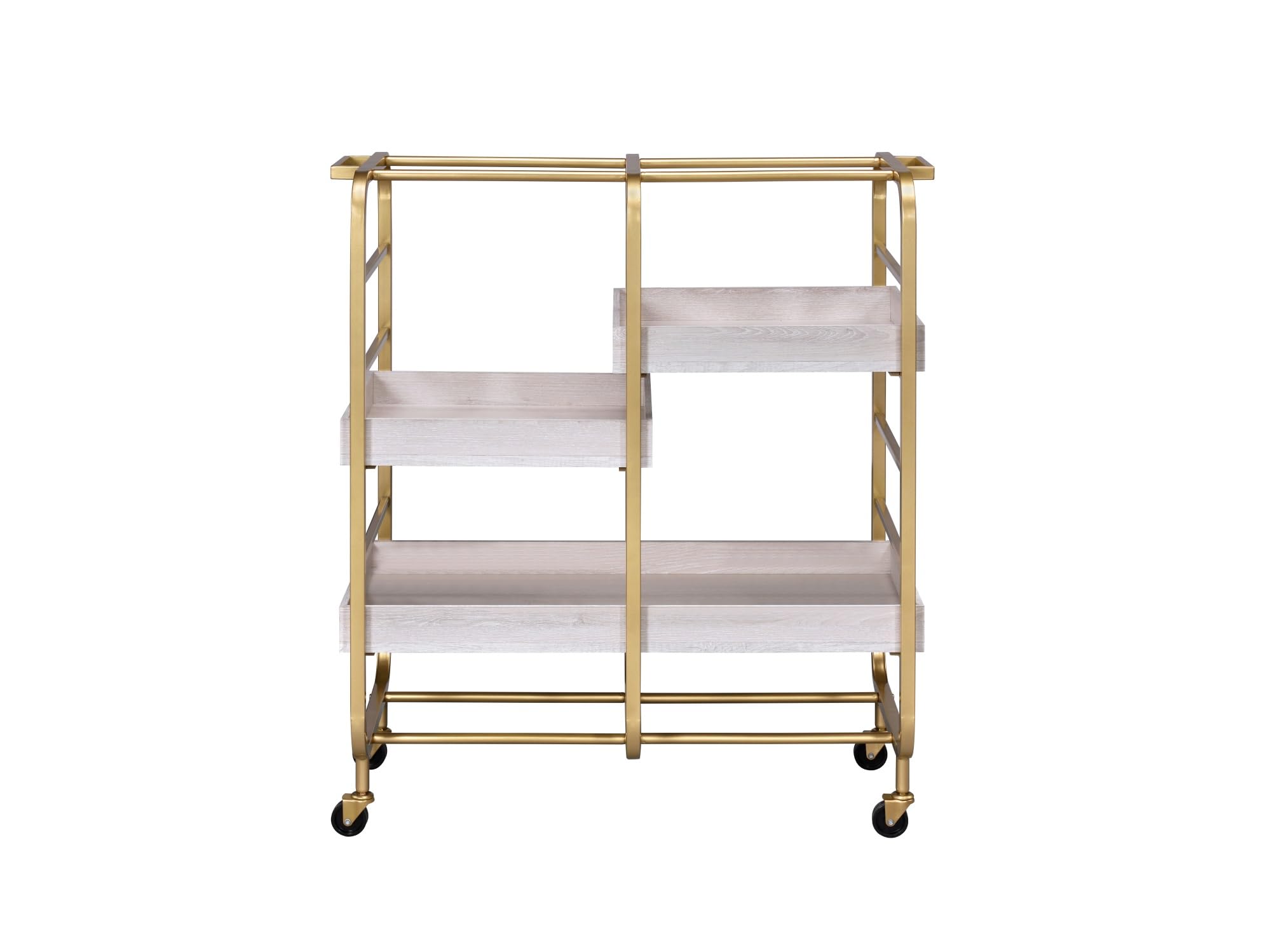 Gold & White Washed Finish Serving Cart