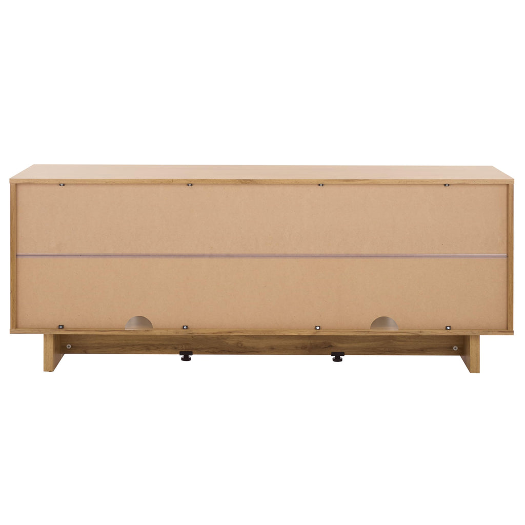 SAFAVIEH Quaid TV Stand for up to 65" Flatscreen, Oak Finish, 4 Doors, Entertainment Media Console (MED3103C)