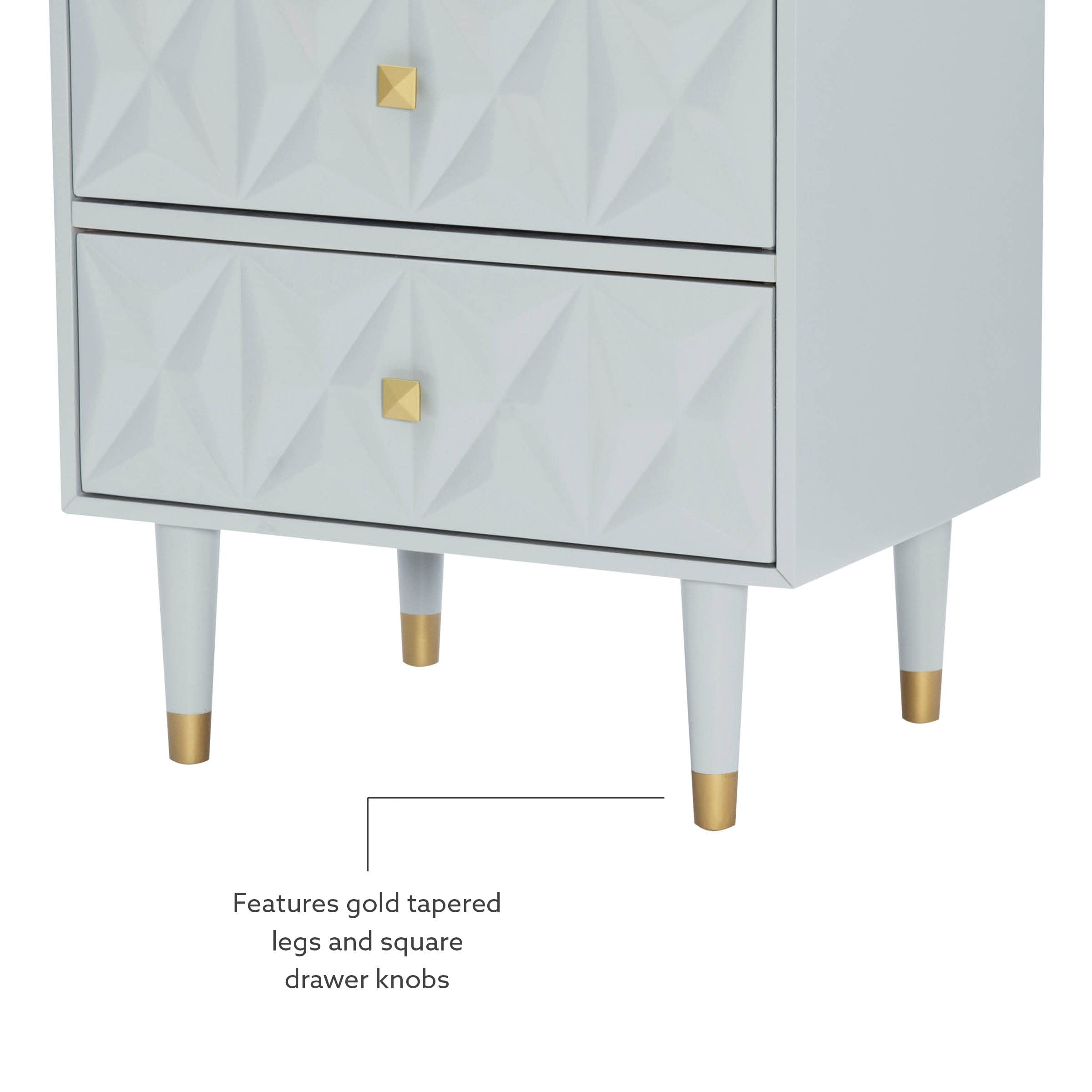 Linon Sheerah Grey Two Drawer Geo Texture Nightstand