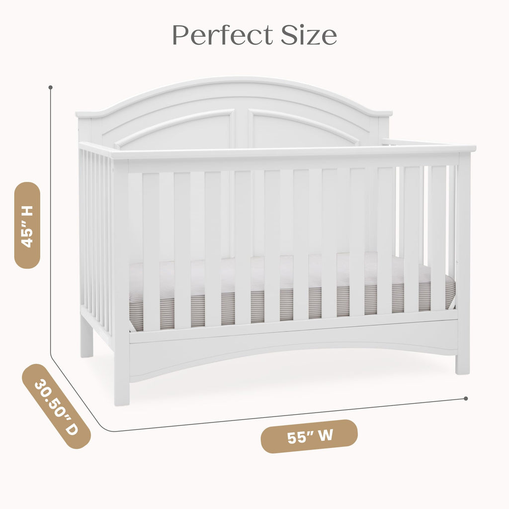 Delta Children Perry 6-in-1 Convertible Crib - Greenguard Gold Certified, Bianca White