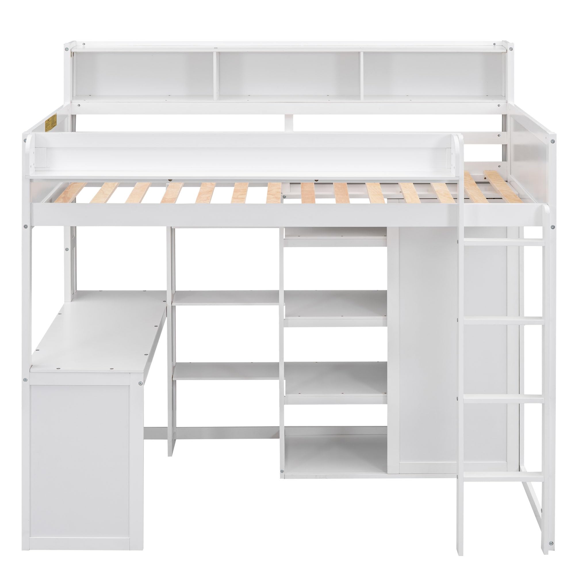Ball & Cast Twin Size Loft Bed with Big Storage Under-Bed Desk & Staircase,Wooden Bedframe W/Integrated Wardrobe,Drawers & Shelves,Space-Saving,Modern Furniture for Boy Girl Teens Small Bedroom,Gray