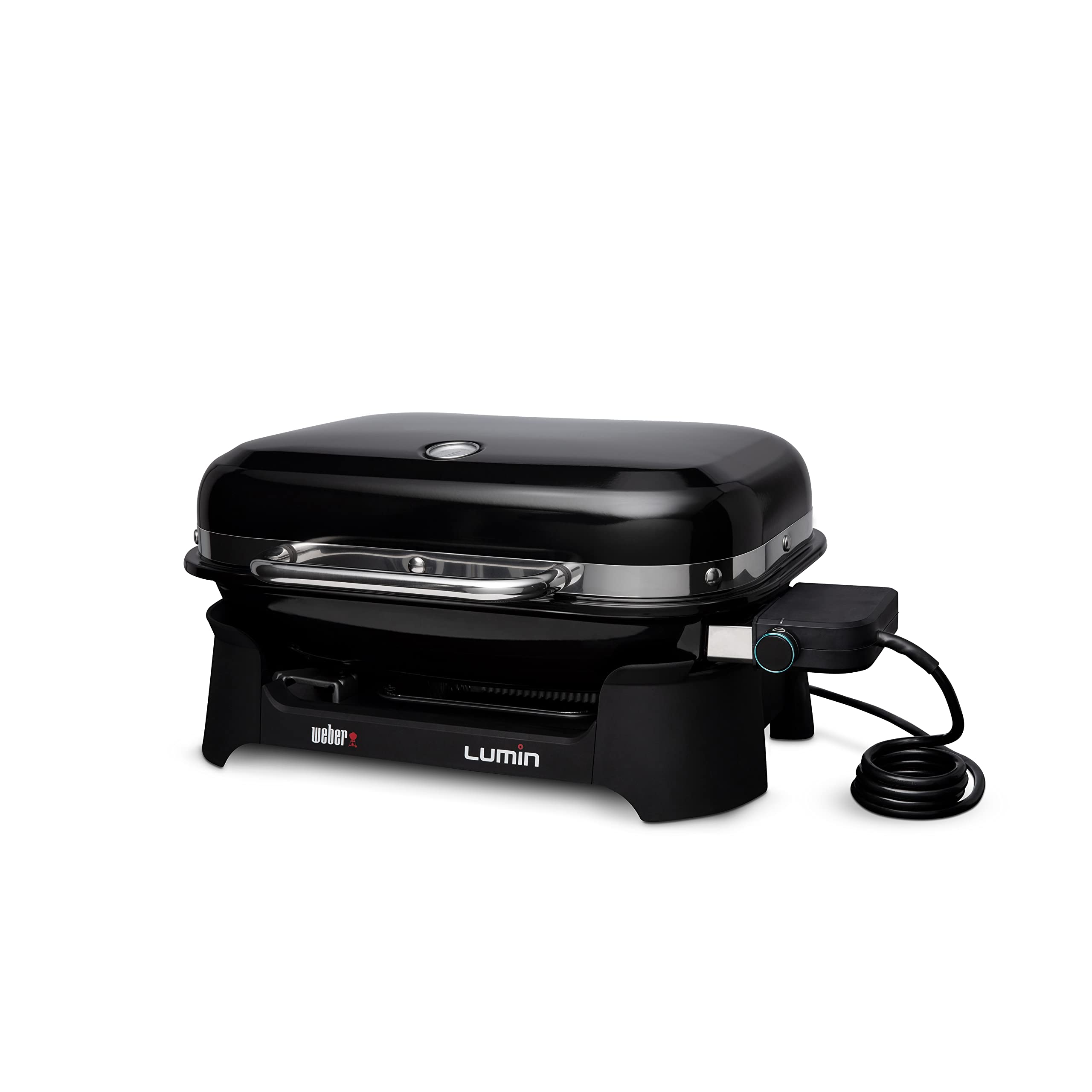 Weber Lumin Portable Electric Grill, Black – High‑Heat Outdoor BBQ Reaching 600°F for Searing, Smoking, Steaming & Warming – Ideal for Samll Spaces & Travel