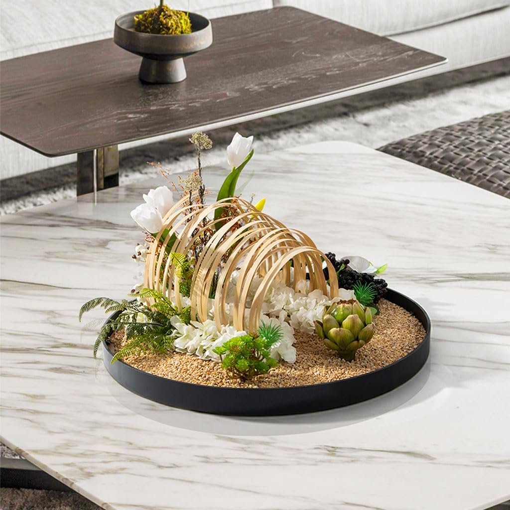 Large Round Table in The Middle of The Turntable Flower Hotel Table Restaurant Light Luxury Decorations Landscape Decorations (Size : Medium)