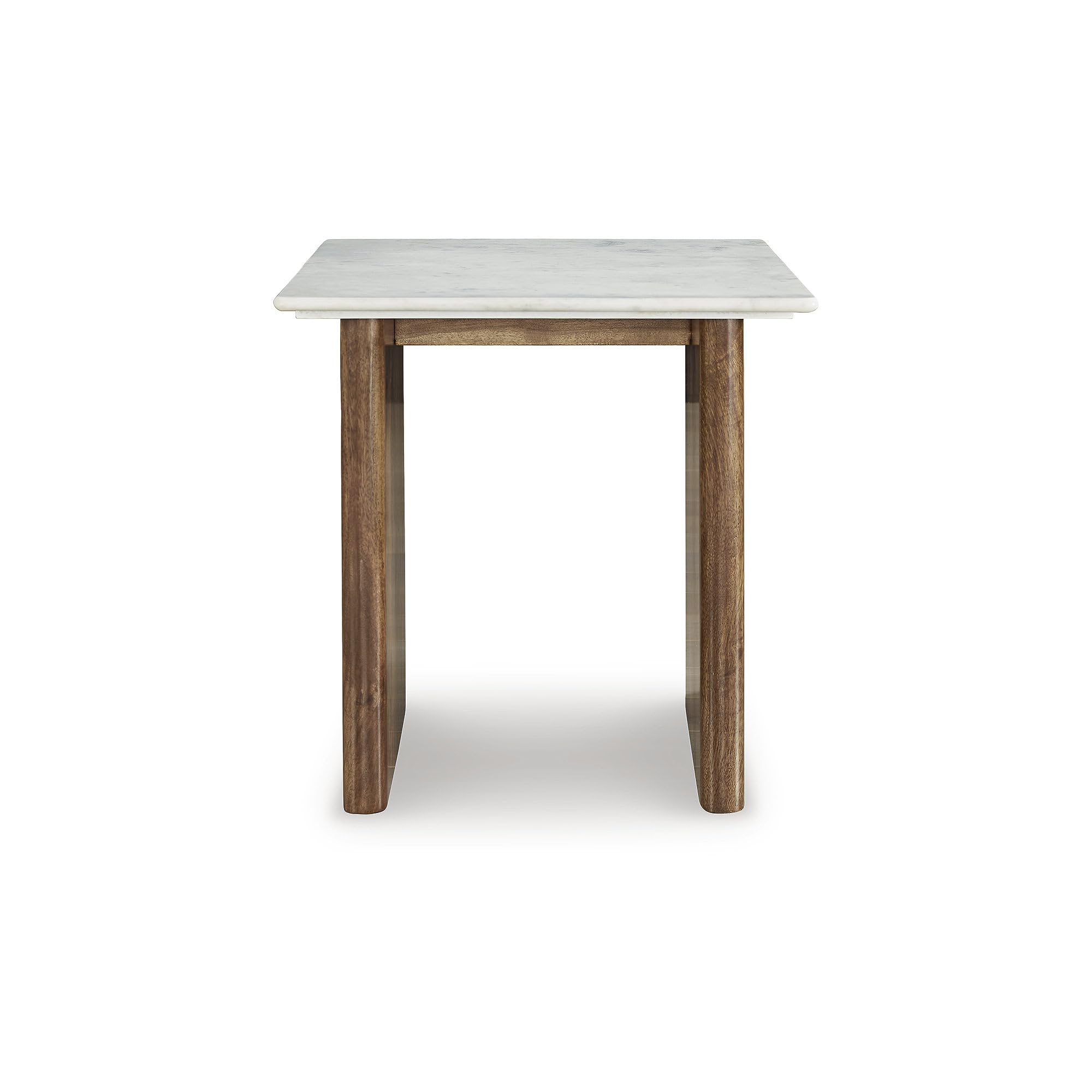 Signature Design by Ashley Isanti Modern End Table with Marble Top, White & Light Brown