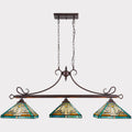 Capulina Tiffany Lamp Stained Glass Pool Table Light Chandelier 3-Lights 12 Inches Wide Amber Green Antique Mission Tiffany Style Pendant Light for Dining Room Kitchen Island Pool Table Hall Farmhouse