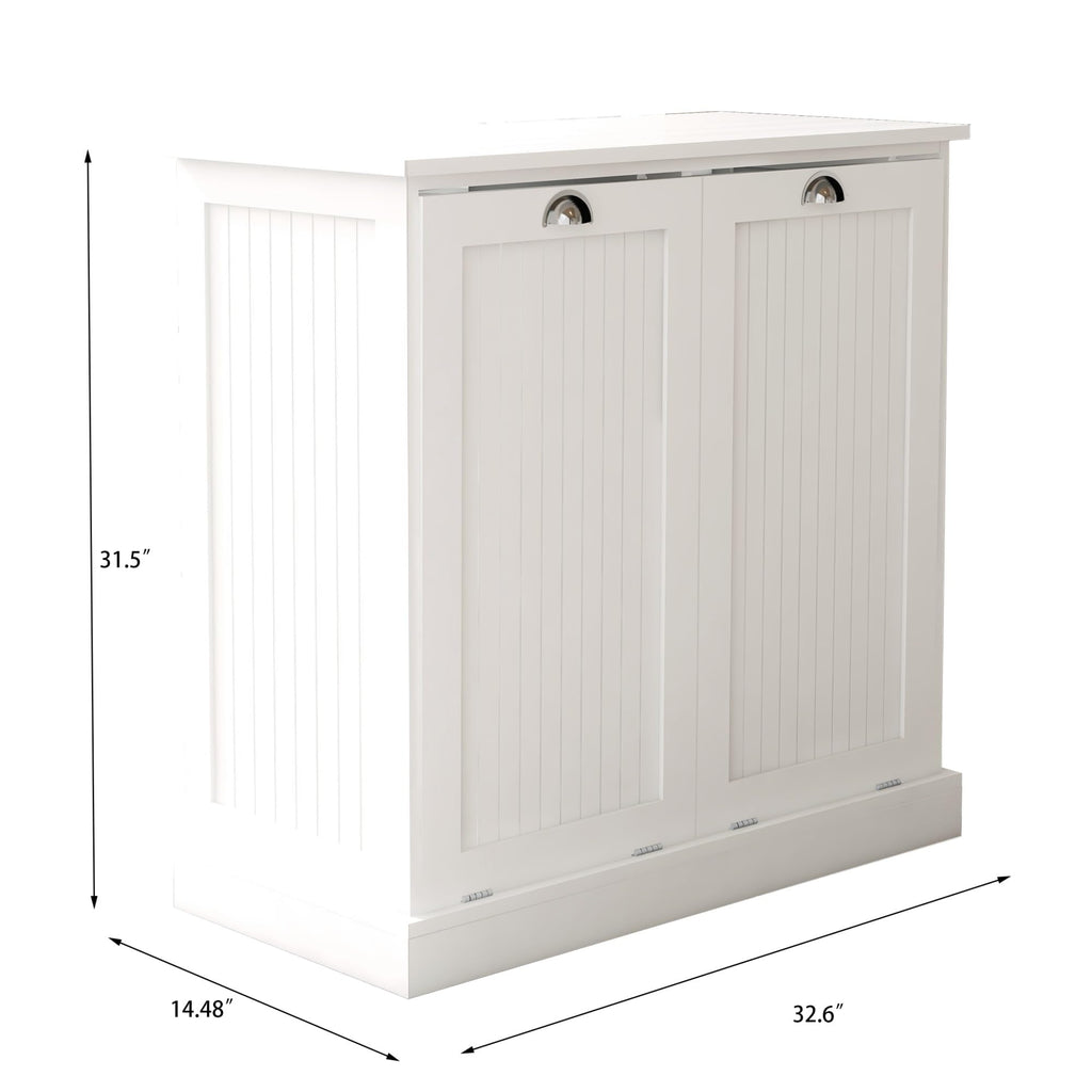 Contemporary Storage Cabinet, Two-Compartment Tilt-Out Laundry Sorter Cabinet, for Bathroom Hallway,for The Kitchen