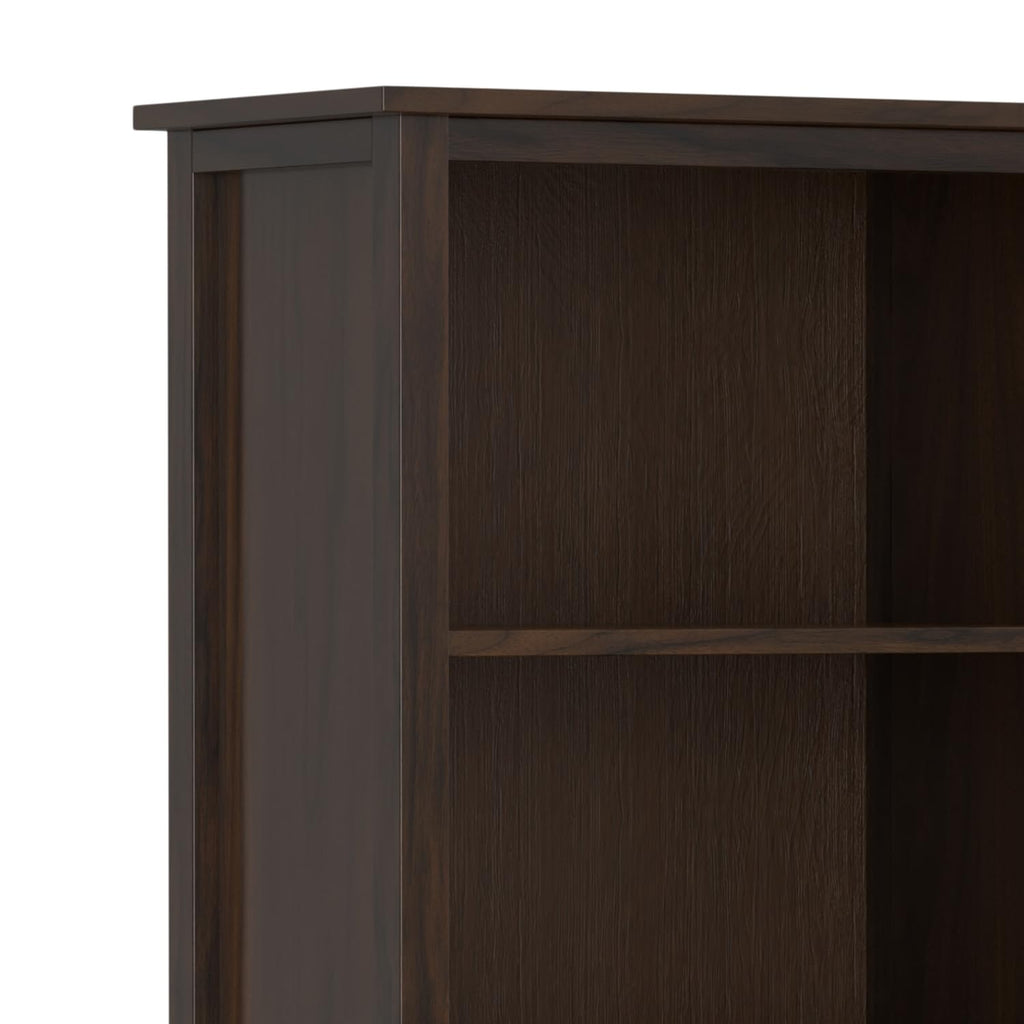 SIMPLIHOME Warm Shaker Bookcase - 72 inch Tall 5-Shelf Solid Wood Bookshelf in Tobacco Brown, Transitional Storage for Living Room, Study Room or Office with Adjustable Shelves and Tapered Legs