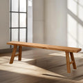 NDDKSII Farmhouse Solid Elm Wood Bench - Handcrafted Asian Rustic Entryway Bench for Living Room, Dining, Bedroom, 9 Sizes (Natural Finish) (180 * 26 * 45cm/70.9 * 10.2 * 17.7in)