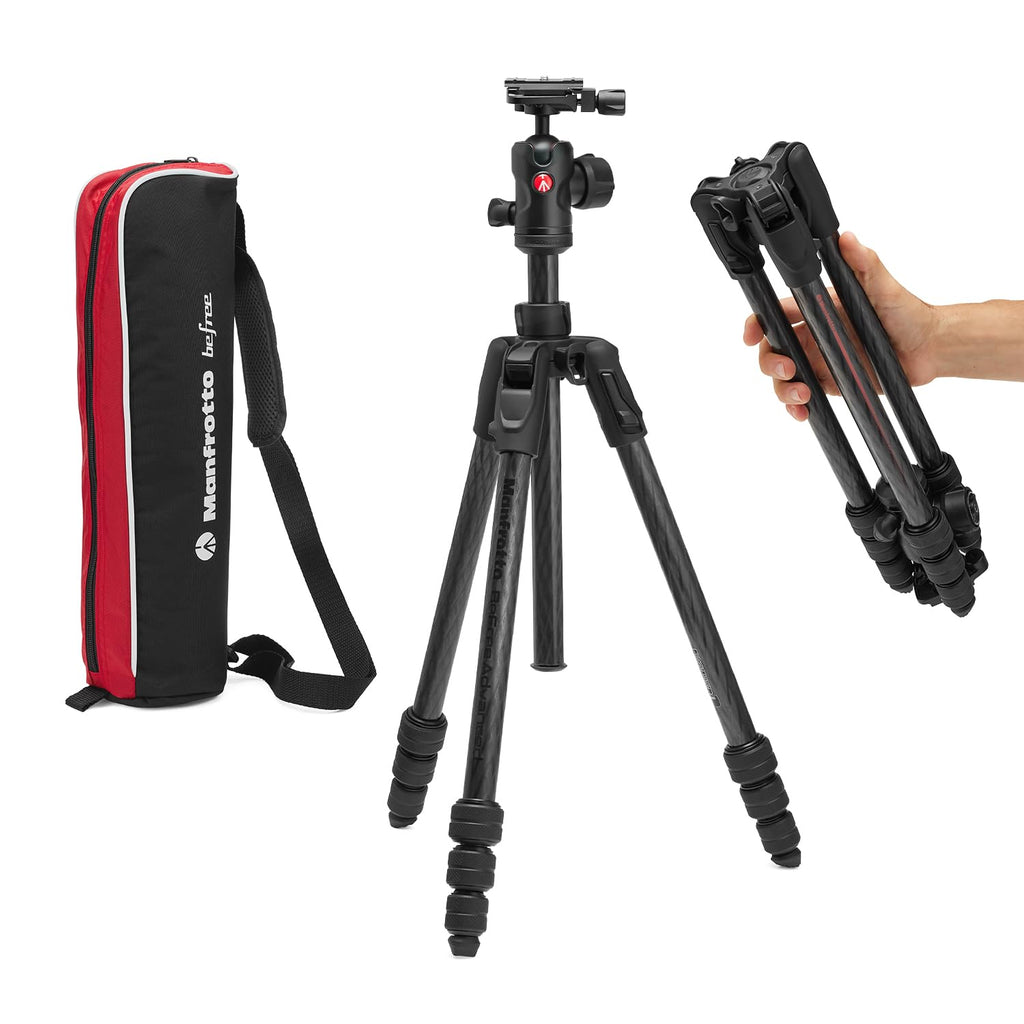Manfrotto Befree Advanced AS, Camera Travel Tripod Kit, Twist Lock, Compatible with Arca-Swiss, Portable and Compact, Ball Head, Carbon Tripod for DSLR, Mirrorless, Camera Accessories
