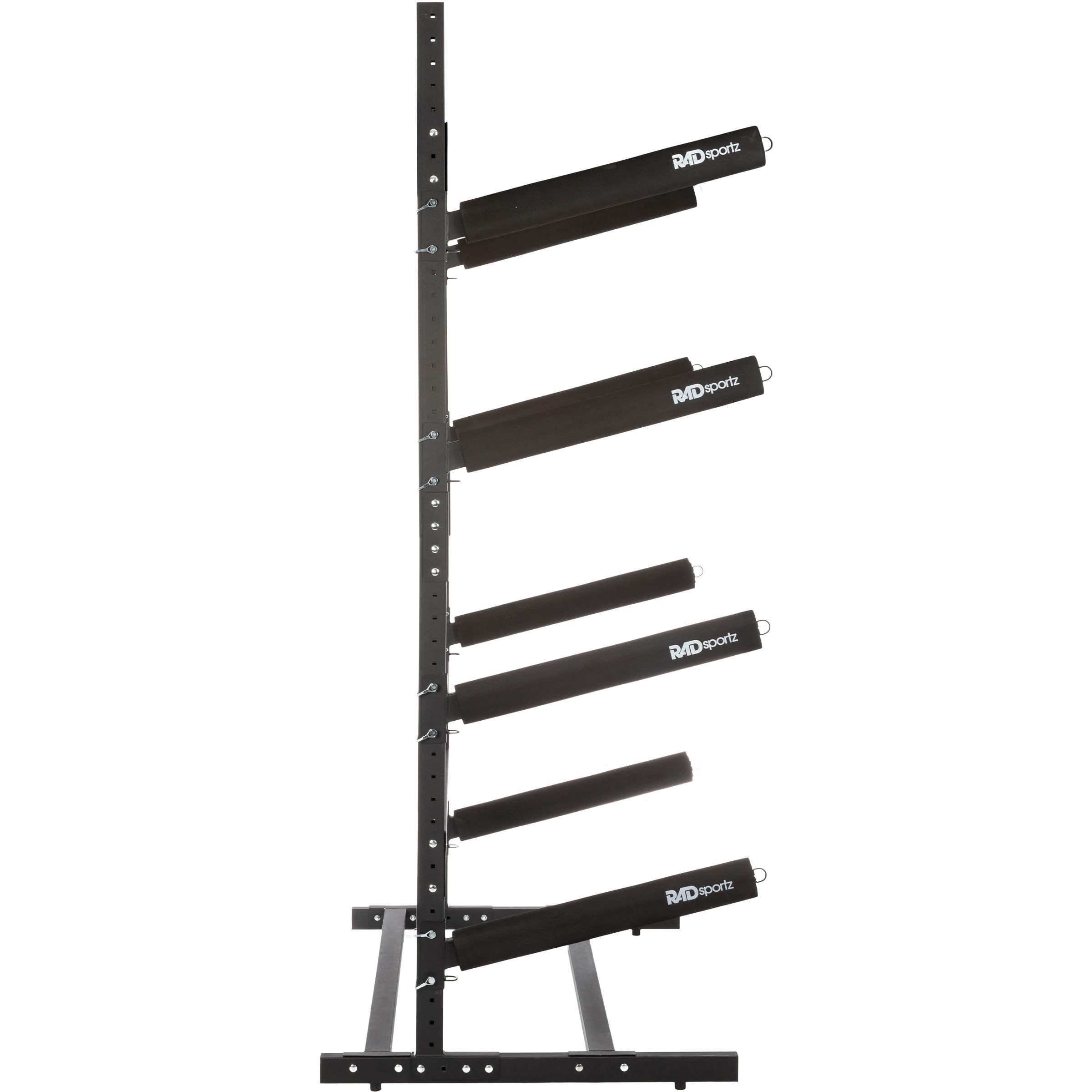 RAD Sportz Kayak Storage Rack - 4-Level Freestanding Adjustable Stand with Padded Arms and 400lb Capacity for Canoes, SUP, or Paddleboards (Black)