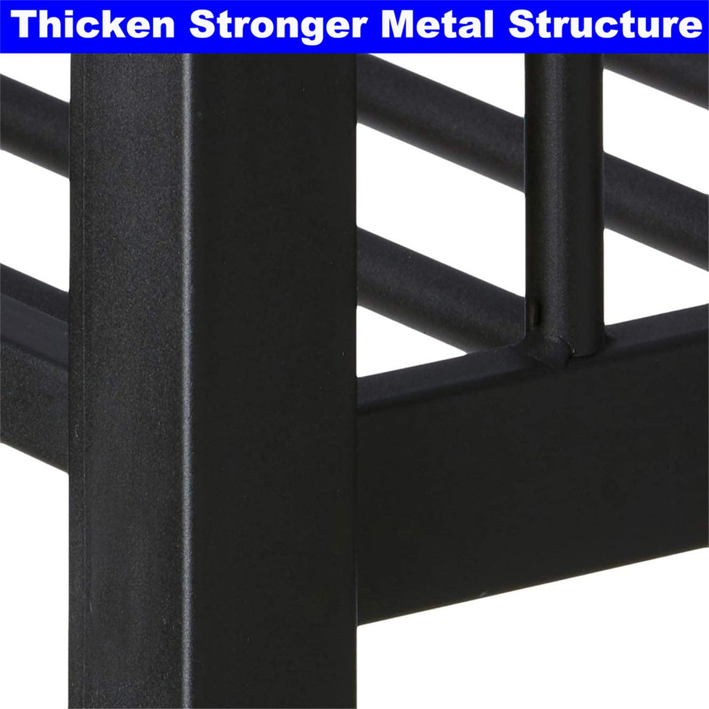 SIMPLEZC Upgraded Version Thickened Heavy-Duty Metal Full XL Over Full XL Bunk Bed, Higher Quality & Stronger Steel Bunk Bed Full XL Size with Ladder and Guard Rail for Adults (Black, Full XL)
