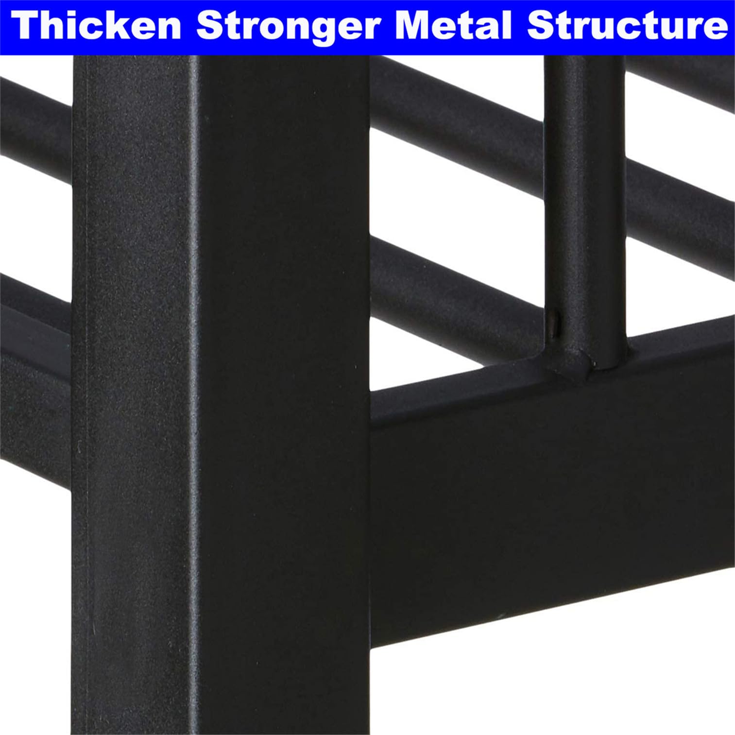 SIMPLEZC Upgraded Version Thickened Heavy-Duty Metal Full XL Over Full XL Bunk Bed, Higher Quality & Stronger Steel Bunk Bed Full XL Size with Ladder and Guard Rail for Adults (Black, Full XL)