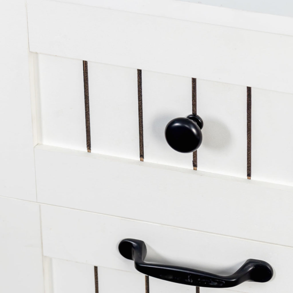 FEBORY White Laundry Cabinet with 2 Removable Hamper Baskets and 2 Drawers, Particle Board and MDF, 31.5 x 15.75 x 35.83 Inches