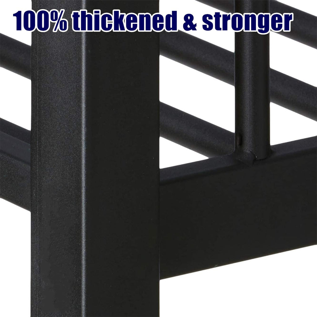 LEEKAF Stronger & Higher Quality Heavy Duty Steel Twin XL Over Queen Bunk Bed, Safer More Stable Thickened Metal Bunk Queen Bed with Enhanced Legs & Slats (Faster Assembly)