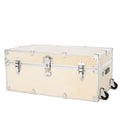 Rhino Trunk & Case Naked XL Trunk with Wheels - 34"x20"x15", 1500+ lbs Capacity, Soft-Close Lid. Strong, USA Made Summer Camp Footlocker, Secure College Dorm Chest, Natural Wood Home Storage Box