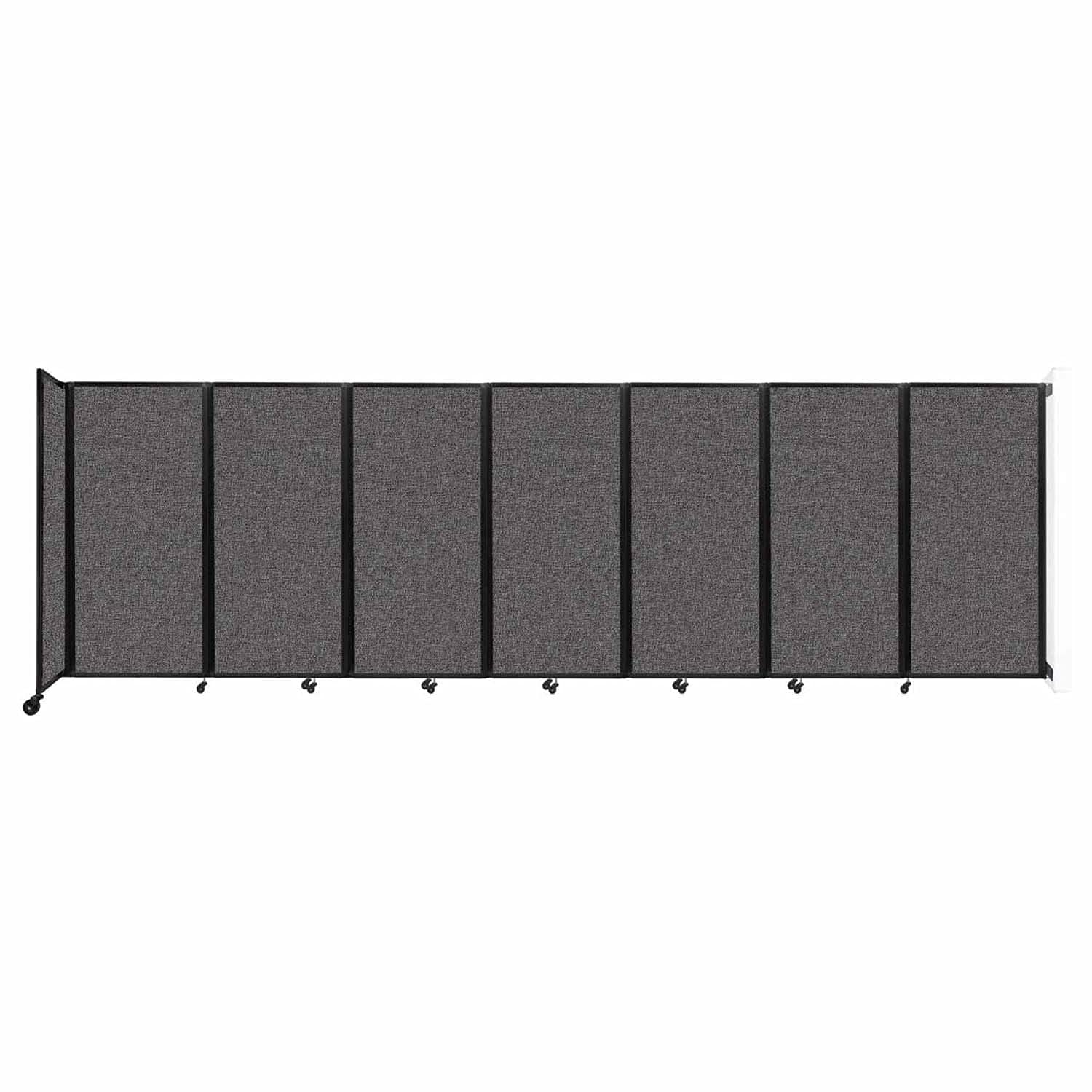 Wall-Mounted Folding Room Divider 360 | Adjustable Widths | Locking Wheels | Room Separator | Up to 19'6" Wide x 6' Tall Charcoal Gray Fabric Panels