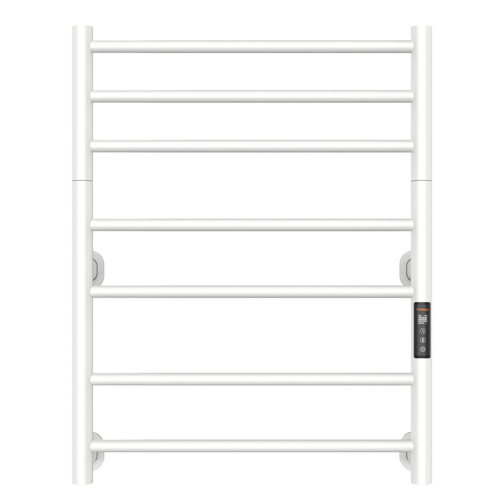 Caldayx Foldable Heated Towel Rack, Dual-Zone Electric Towel Warmer Rack with Timer, GFCI Plug-in or Hardwired, Wall-Mounted, Drill-Free Installation, Matte White, CA3-700X550-Standard-MW