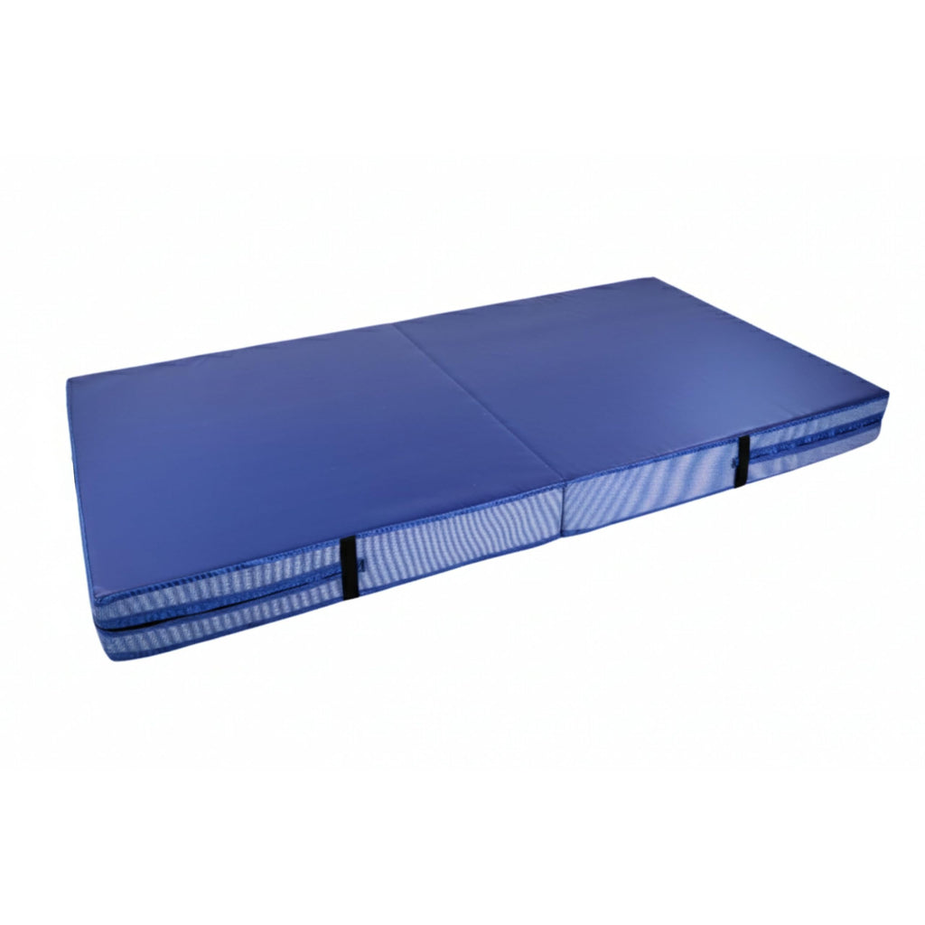 FlooringInc Folding Gymnastics Crash Mat – Thick Landing Pad for Tumbling, Kids Gymnastics, Cheer & Martial Arts Training – 8" Crash Pad, 4 ft x 8 ft Safety Mat (Royal Blue)