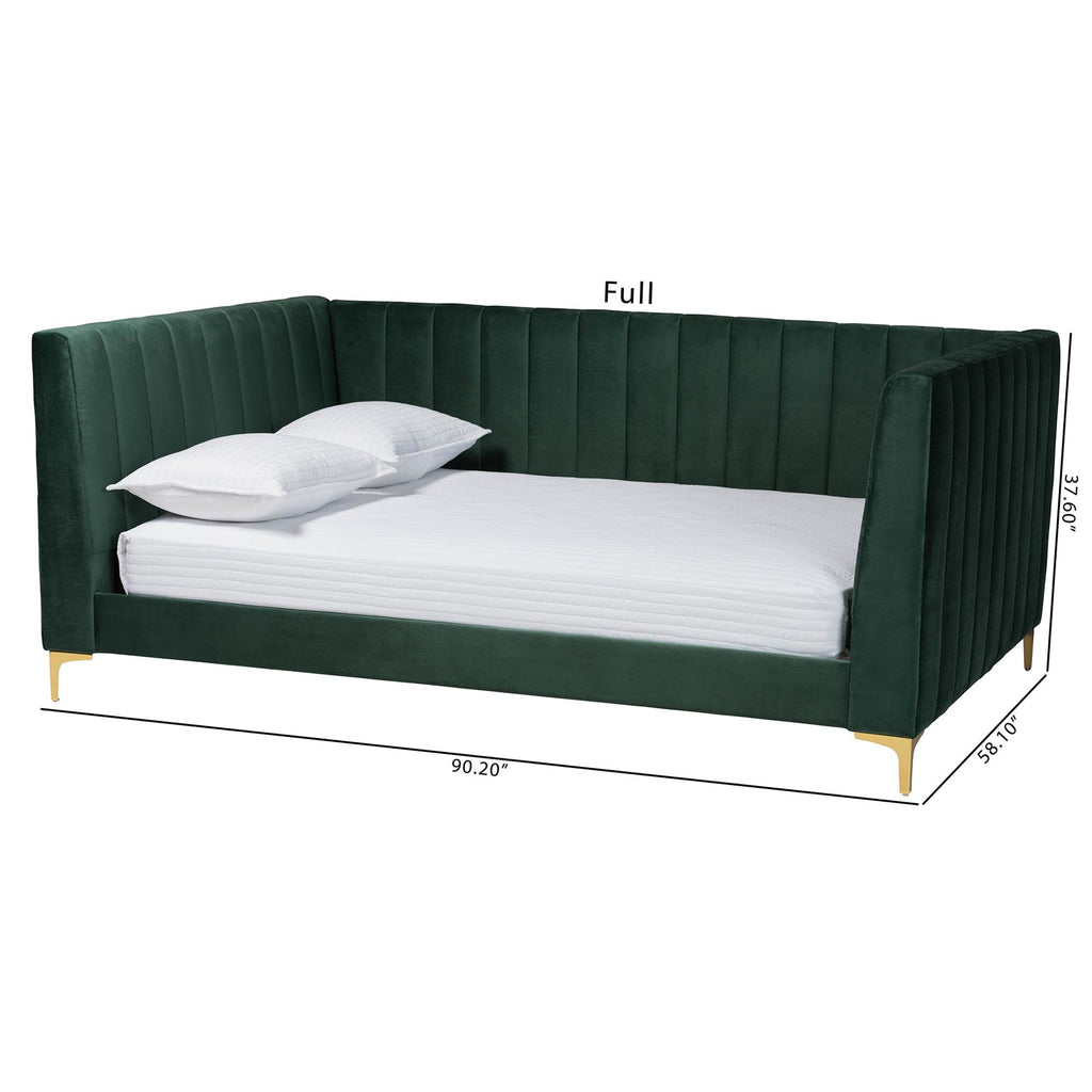 Baxton Studio Oksana Velvet Fabric Daybed, Full, Emerald Green