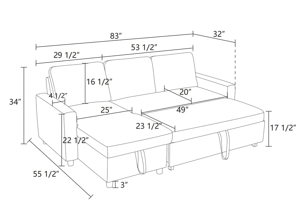Trygoal Pull Out Couch, L Shaped Sectional Couch with Pull Out Bed, Convertible Sofa Bed with Storage Chaise, Queen Size Sleeper Sofa, Sofa Bed Couch, Sleeper Sofa with Storage, Gray