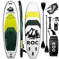 Roc Inflatable Stand Up Paddle Board 10' 6" with Premium SUP Paddle Board Accessories, Wide Stable Design, Non-Slip Comfort Deck for Youth & Adults (Lime W/Kayak Seat)