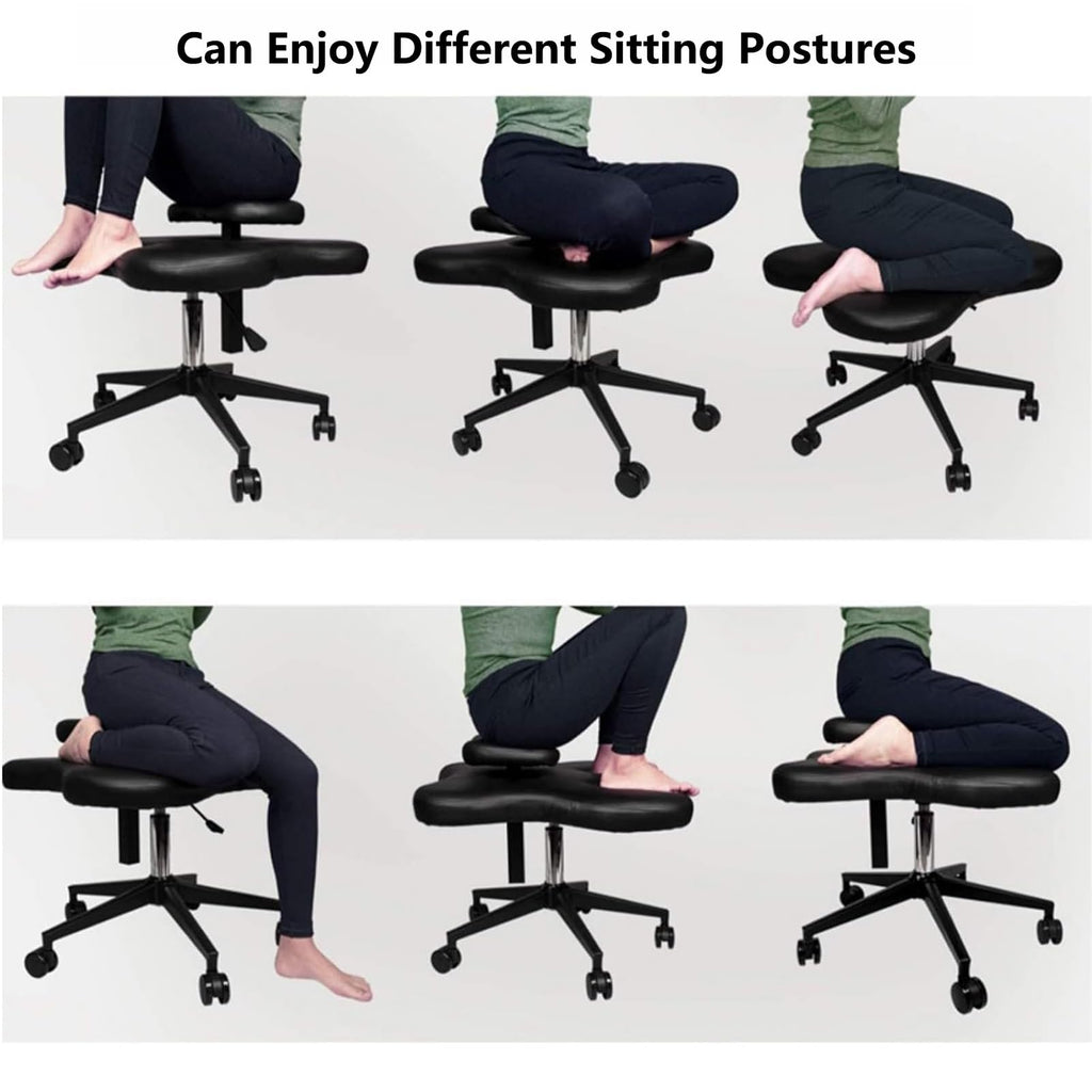 GenSDH Kneeling Chair, Home Office Desk Chair, Ergonomic Posture Chair with Padded Cushion, Cross Legged Office Chair, Meditation Chair for Home and Office,Grey-One Size