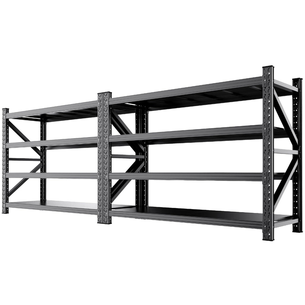 AXASIIO 2 Set 79" W Heavy Duty Storage Shelves, 8000LBS Adjustable Garage Shelving Unit, Rust Proof Large Metal Storage Rack, 24" Dx79 Wx74 H Industrial Shelving for Warehouse, Basement, Supermarket