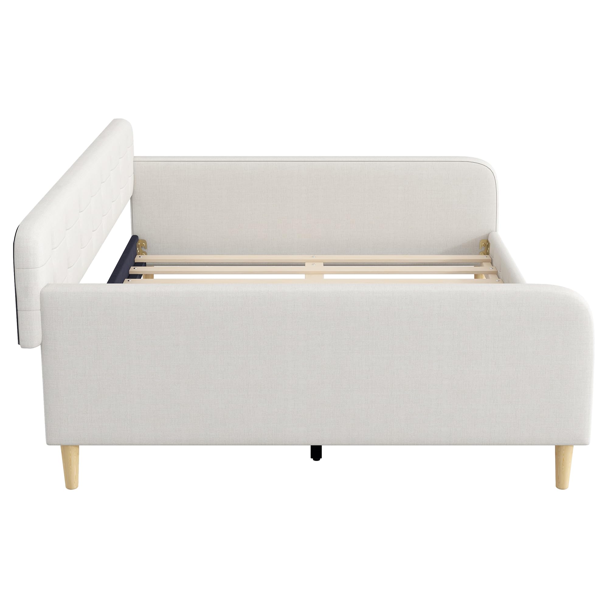 Merax 85" Queen Size Linen Upholstered Daybed with 4 Support Legs,Beige