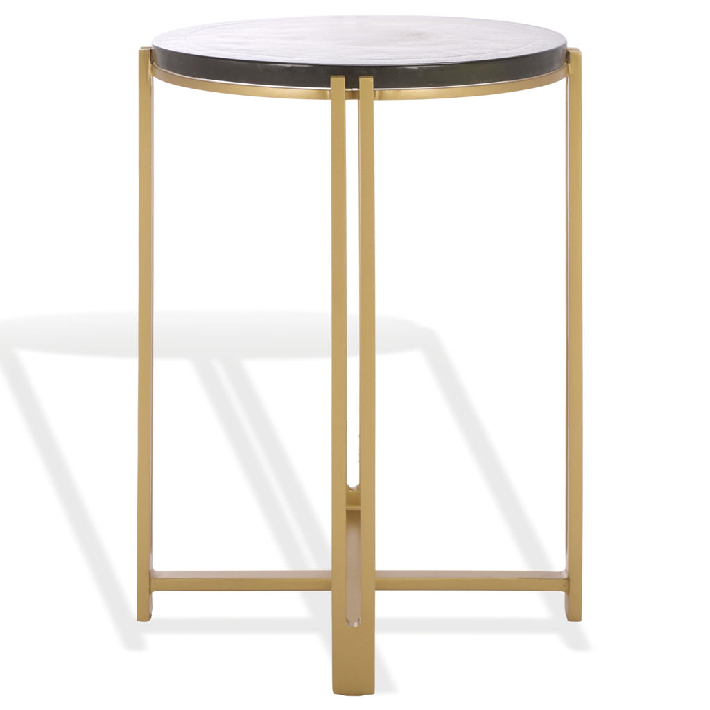 SAFAVIEH Couture Collection - Levitt Cast Glass Top Accent Table, Sculptural Modern Side Table, Brass Finish Base, Fully Assembled (SFV7916A)