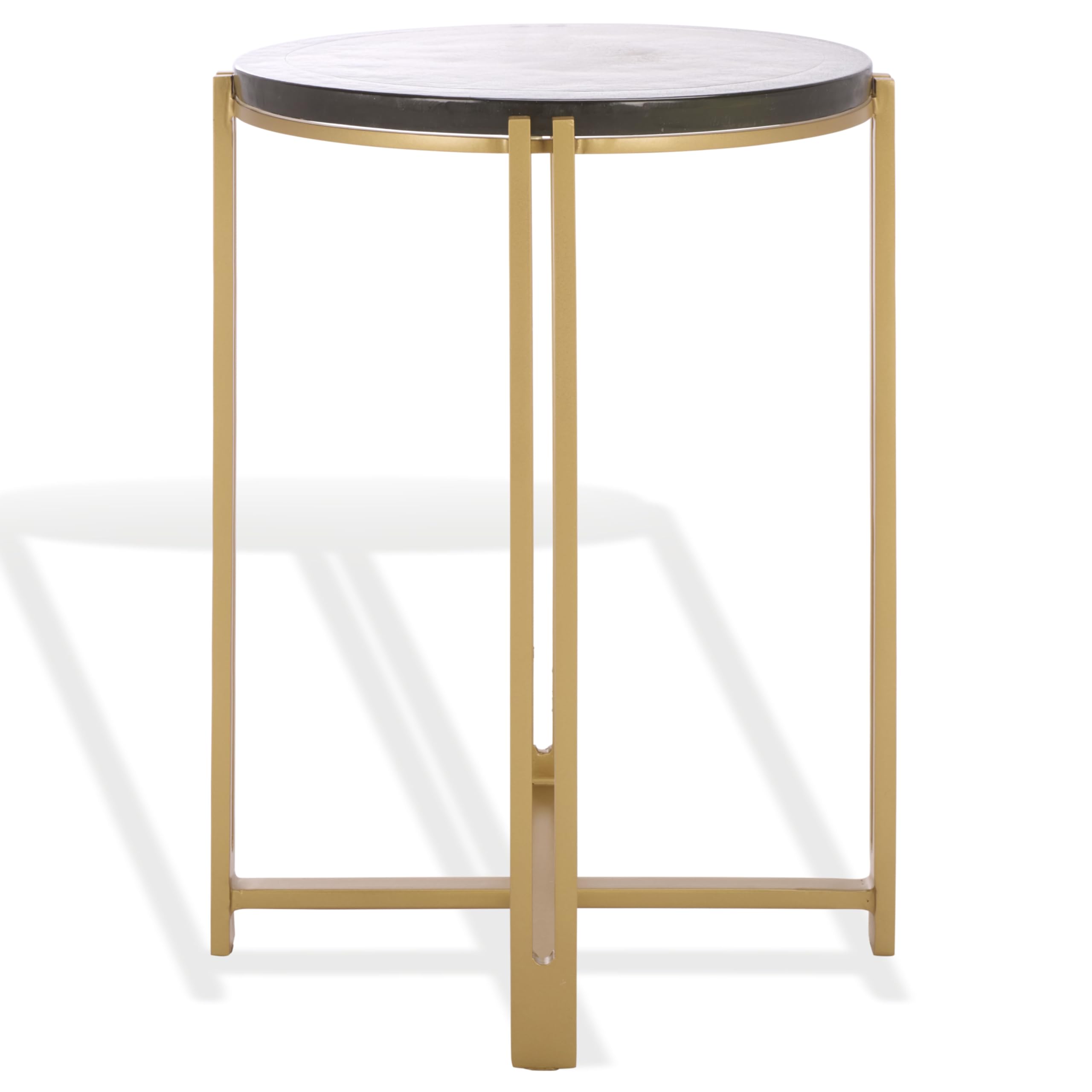 SAFAVIEH Couture Collection - Levitt Cast Glass Top Accent Table, Sculptural Modern Side Table, Brass Finish Base, Fully Assembled (SFV7916A)