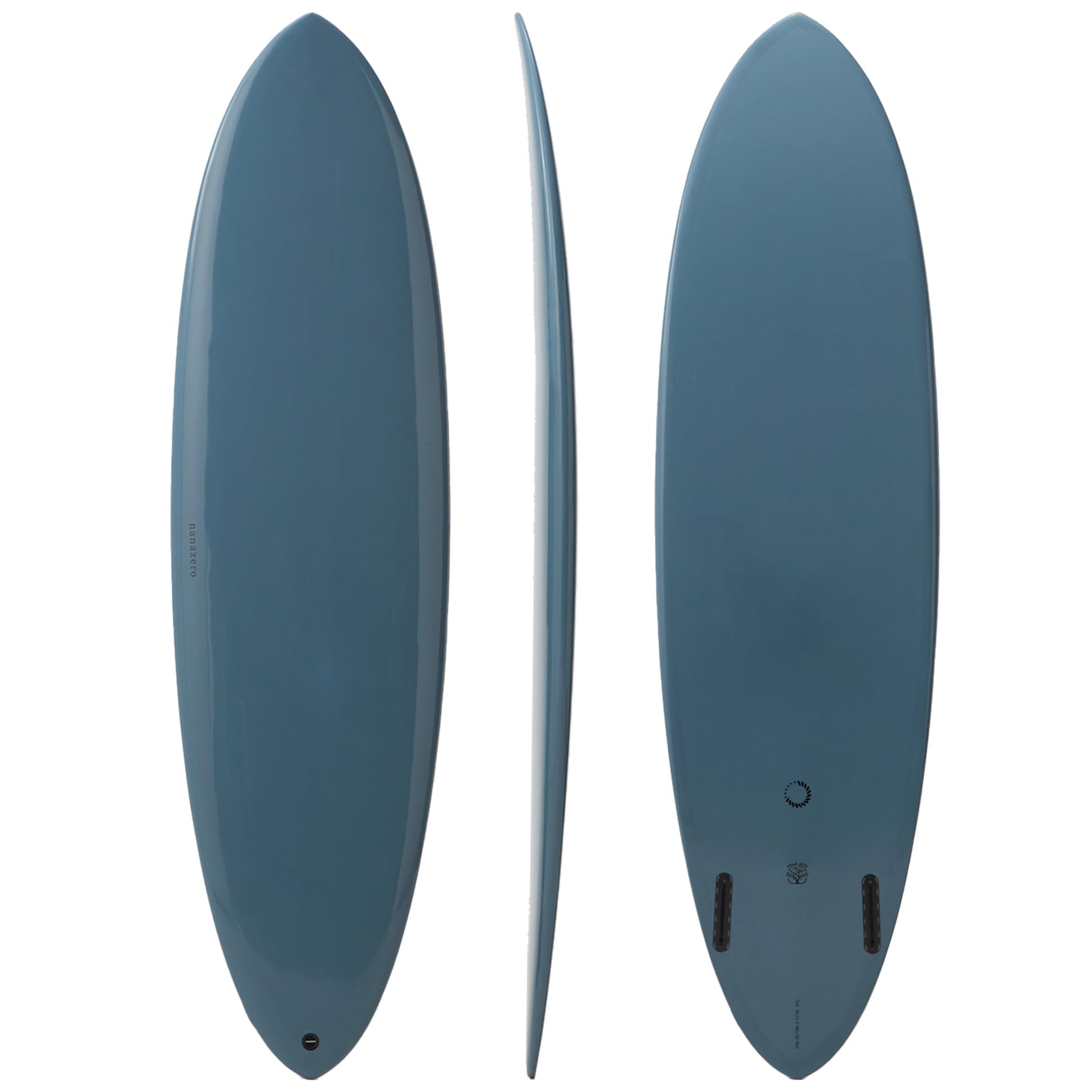 nanazero Wood Skin Surfboard Mid Length MID02 Twin 6'8" Graysh Blue, Durable and Light-Weight Structure, Twin Pin