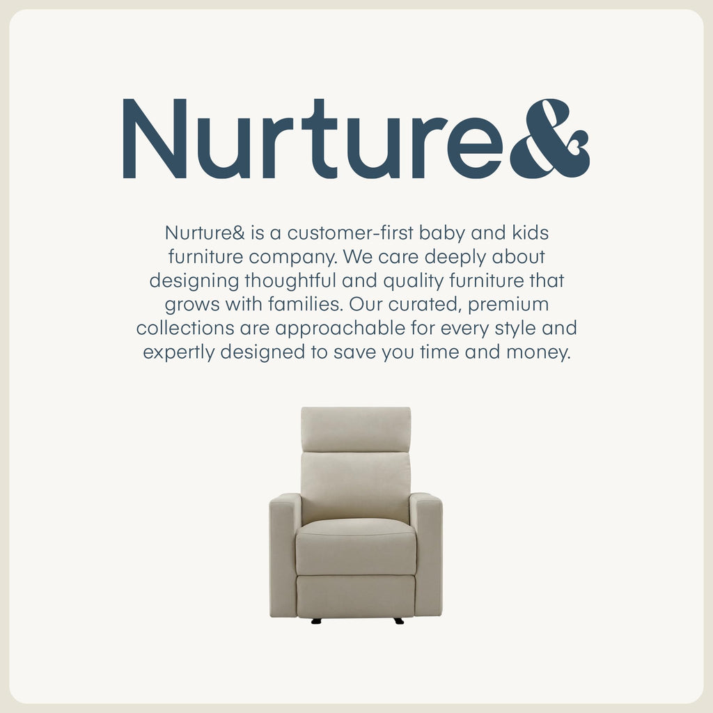 Nurture& The Glider Premium Power Recliner Nursery Glider Chair with Adjustable Head Support | Designed with a Thoughtful Combination of Function and Comfort | Built-in USB Charger (Ivory)