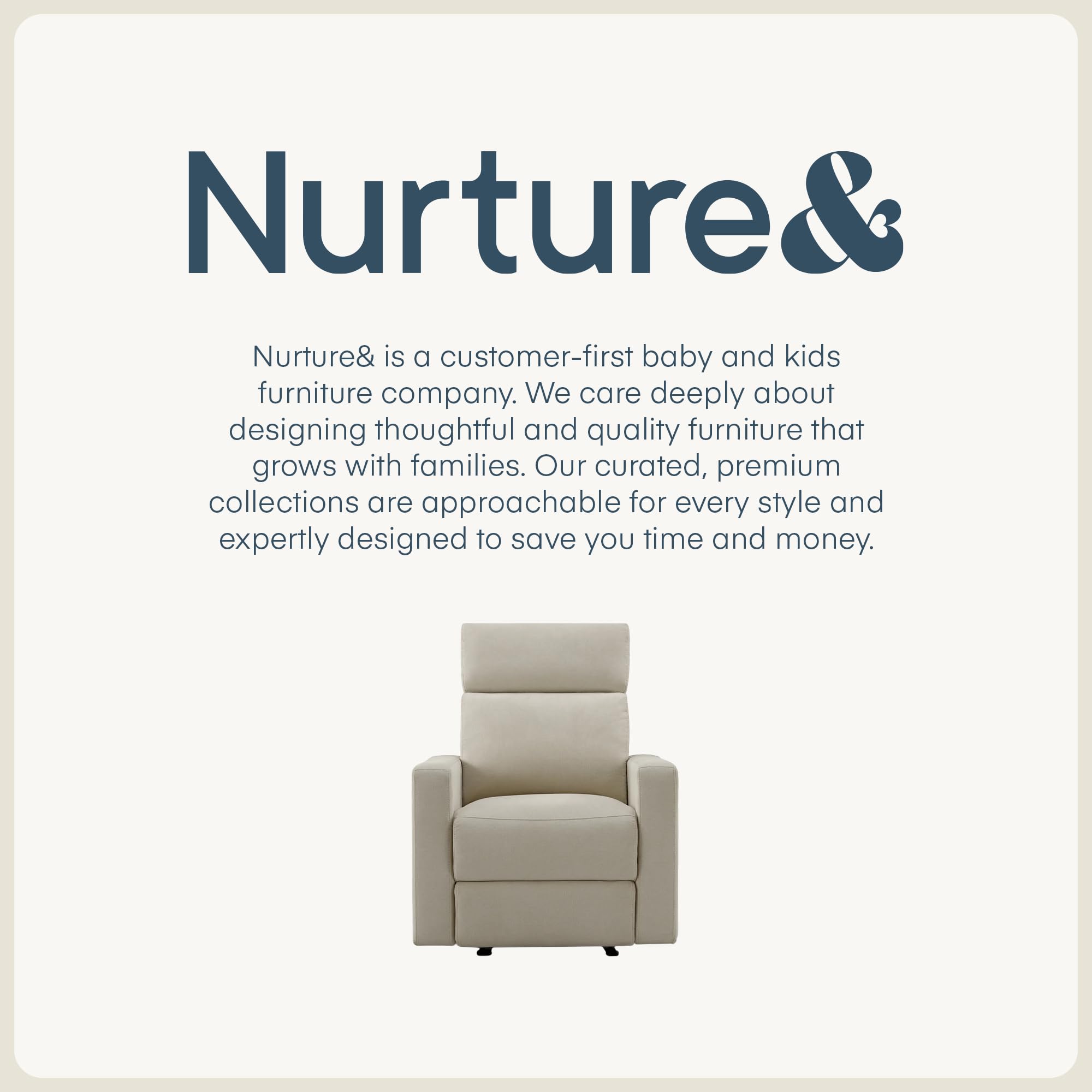 Nurture& The Glider Premium Power Recliner Nursery Glider Chair with Adjustable Head Support | Designed with a Thoughtful Combination of Function and Comfort | Built-in USB Charger (Ivory)