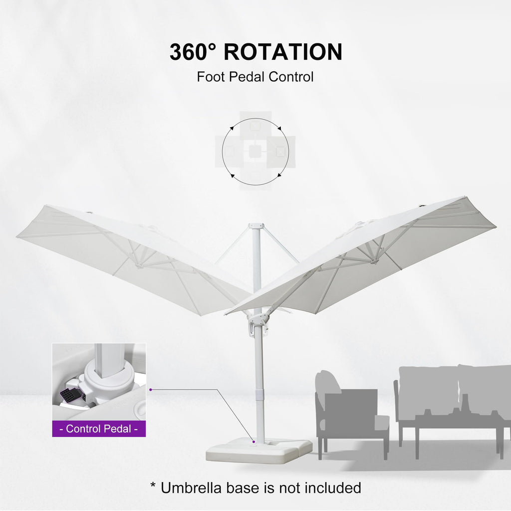 PURPLE LEAF 8 FT White Cantilever Patio Umbrella Aluminum Square Outdoor Offset Umbrella Hanging Windproof with 360° Rotation for Garden Deck Pool, White