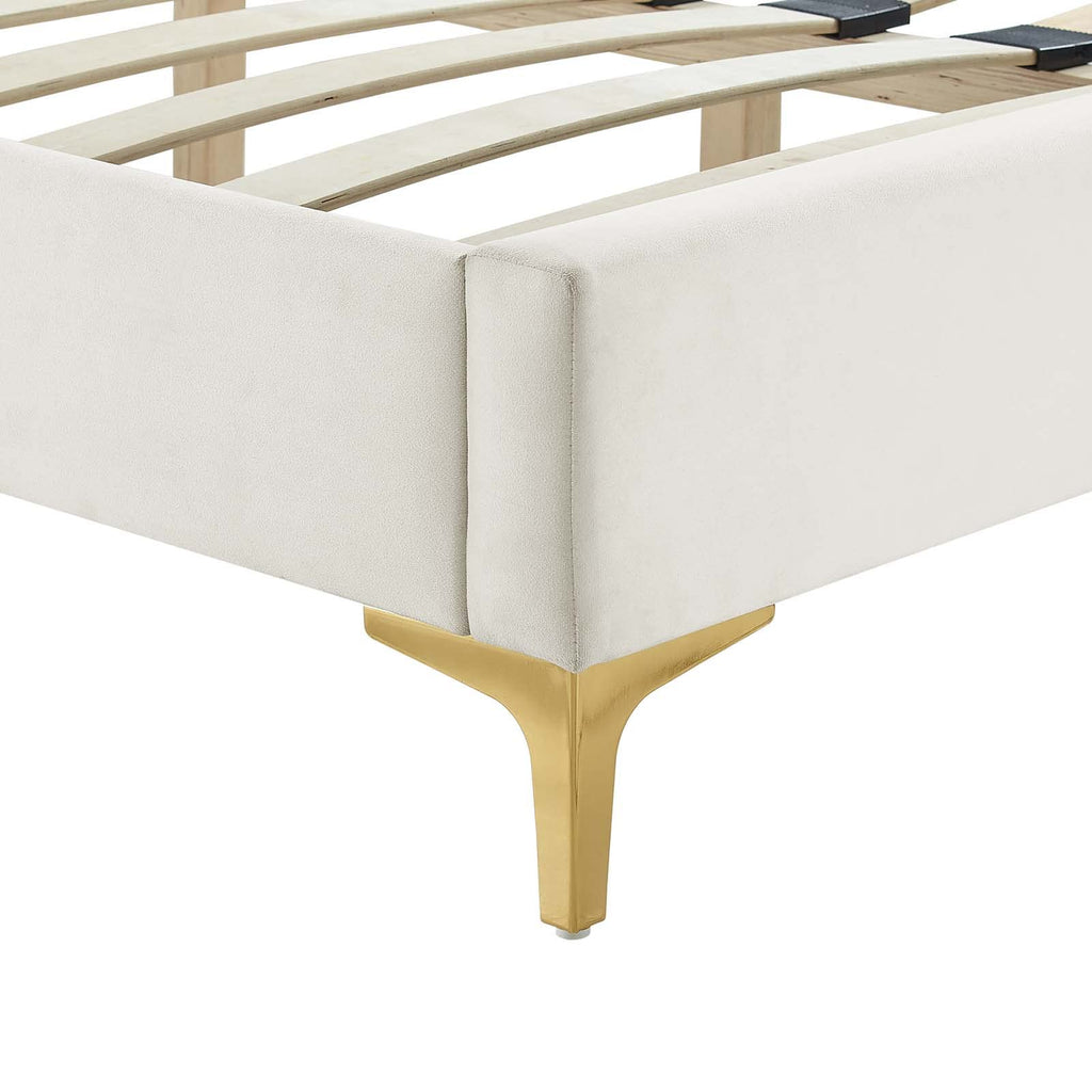 Modway Zahra Channel Tufted Performance Velvet Twin Platform Bed in White