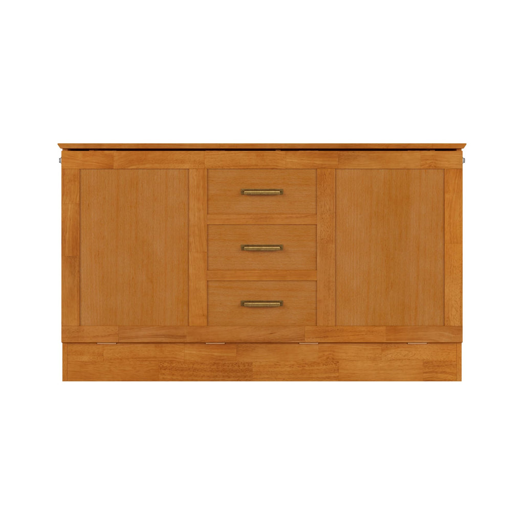 AFI, Charleston Queen Wood Murphy Bed Chest with 6" Mattress, Light Toffee