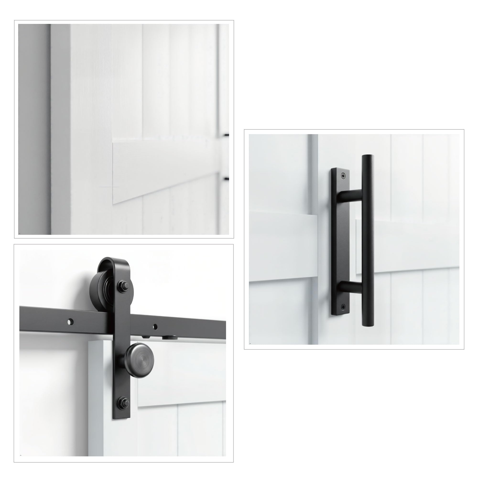 Romeday "30 x 80" Sliding Barn Door with 4FT Hardware Kit Included & Handle,Solid Wood Covered with Waterproof PVC Surface,DIY Assembly,Easy Install White
