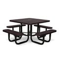 46” Square Heavy-Duty Expanded Metal Brown Picnic Table